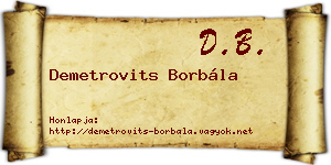 Demetrovits Borbála névjegykártya