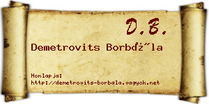 Demetrovits Borbála névjegykártya